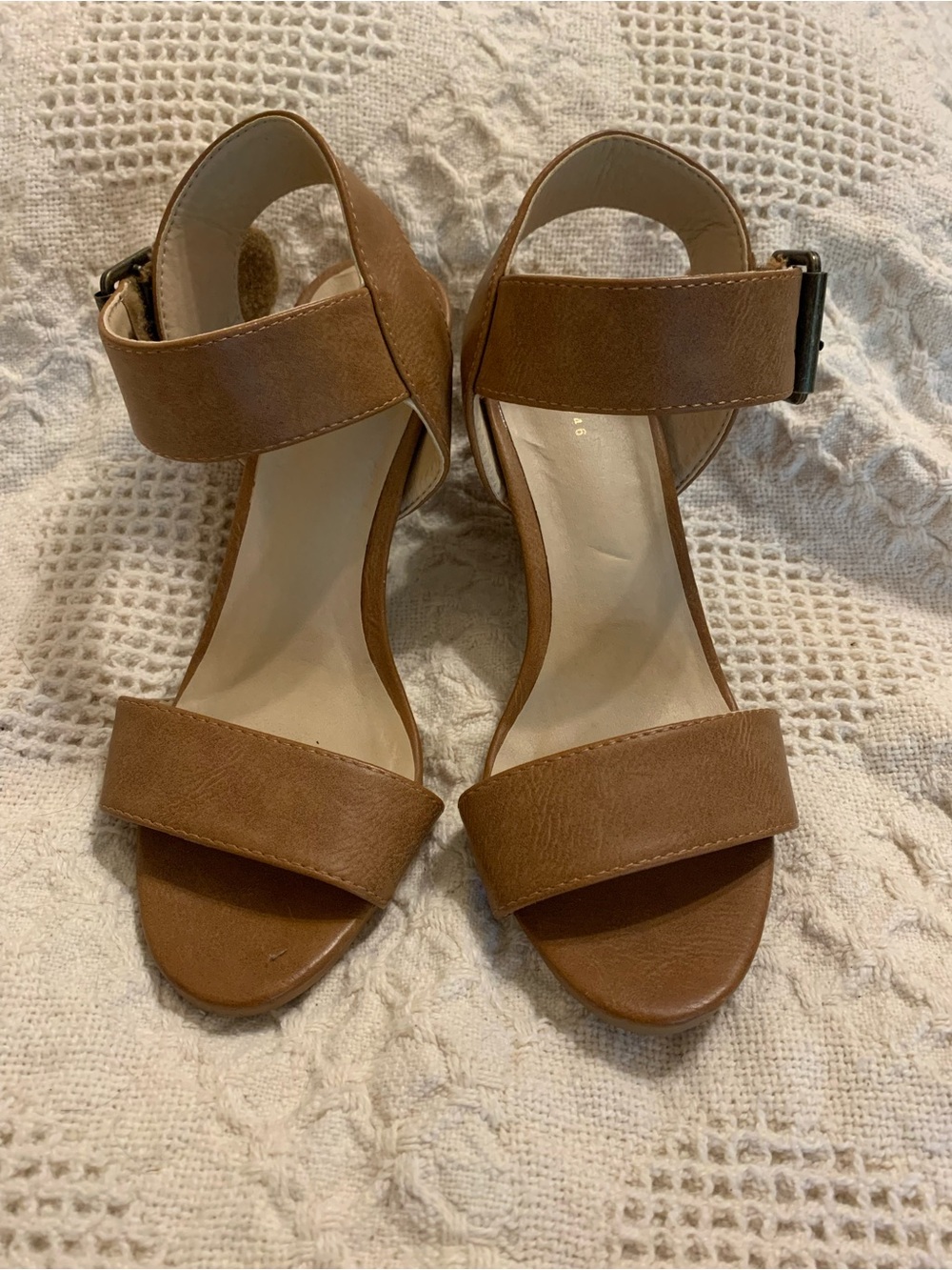 Cato Tan Open-Toe Ankle-Strap Heels